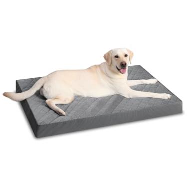 Imagem de NUPIDA Camas ortopédicas para cães extragrandes colchão impermeável para animais de estimação com capa lavável removível e fundo antiderrapante, cama acolchoada para caixa, 128 x 73 cm, cinza escuro