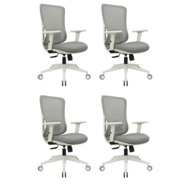 Imagem de Conjunto 4 Cadeiras para Escritório Sigma Giratórias Diretor com Braços Ajustáveis Cinza