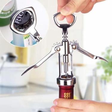 Imagem de Abridor De Vinho E Cerveja Multiuso Saca Rolhas Bebidas Aço - Lar Pres