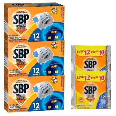 Imagem de Kit 3 Repelente Aparelho Elétrico 12 Horas e 36 Pastilhas - SBP