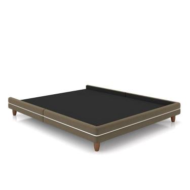 Imagem de Cama Avulsa Para Colchão Casal Torres Pés Em Madeira Veludo Castor G91 - Gran Belo