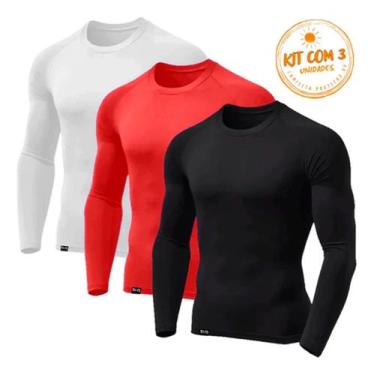 Imagem de Kit Com 3 Camisetas Masculinas Térmica Com Proteção Uv - Slim Fitness,