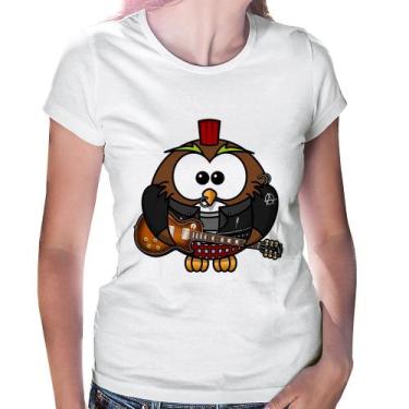 Imagem de Baby Look Coruja Rock Guitarra - Foca na Moda, Branco, G