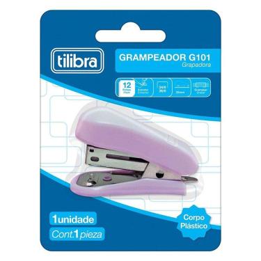 Imagem de Mini Grampeador G101 com Extrator 12 Folhas Lilás - Tilibra
