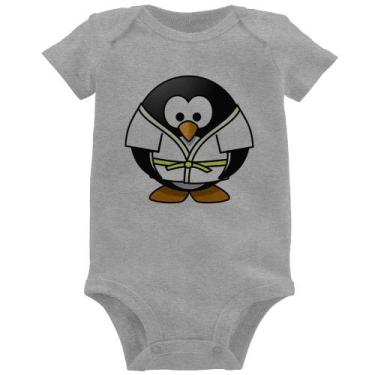 Imagem de Body Bebê Pinguim Judô - Foca na Moda, Cinza, M