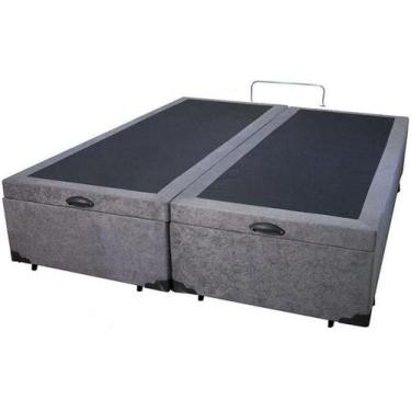 Imagem de Cama Box Queen Size em Baú Bipartido Suede Cinza Blindado  - Real Comf