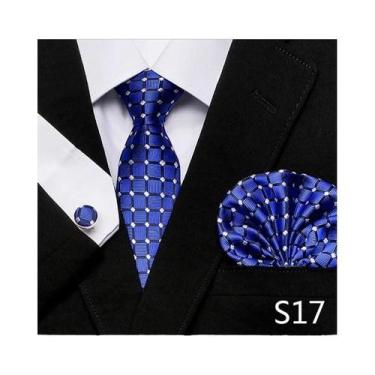 Imagem de Conjunto de Abotoaduras e Gravata Xadrez Vermelha para Homens - Ideal 