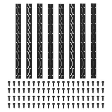 Imagem de PATIKIL Dobradiça de piano de 45 x 3 cm, pacote com 8 dobradiças contínuas de aço inoxidável 304 com furos para porta de portão de piano, caixa de armazenamento de madeira, barco, armário, preto