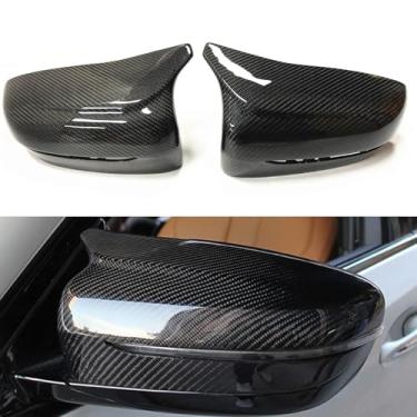 Imagem de Capa de espelho de fibra de carbono real compatível com BMW F90 M5 Sedan 2018-2022 Tampas de visão traseira externa do carro Capa reversa Substituição de capa Clip On