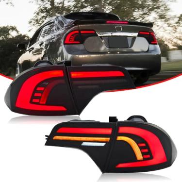 Imagem de Luzes traseiras para Honda Civic Sedan 4 portas 2006-2011 lanternas traseiras com sequencial sequencial DRL luz de freio reversa substituição (1 par)