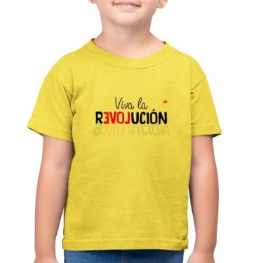 Imagem de Camiseta Algodão Infantil Viva la Revolución - Foca na Moda, Amarelo c