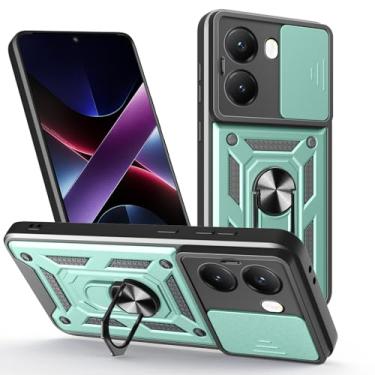 Imagem de Kukoufey Capa compatível com Xiaomi Poco X7 Pro 5G, com capa de lente de câmera deslizante compatível com Xiaomi Redmi Turbo 4 5G, capa verde