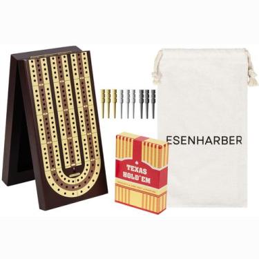 Imagem de Conjunto de tábuas de cribbage ESENHARBER dobrável de madeira com 9 pi