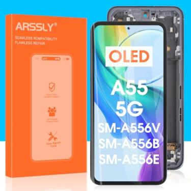 Imagem de Substituição de tela LCD OLED para Samsung Galaxy A55 5G A556 - para Galaxy A55 5G LCD digitalizador touchscreen A556B SM-A556B/DS SM-A556E Kits de montagem de sensor de vidro (com moldura, suporte