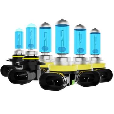 Imagem de DMEPUGI Lâmpadas de farol adequadas para Honda Accord 2013-2015, 9005 H11 Farol alto baixo H11 Combo de faróis de neblina H11, luz branca super brilhante 5500K lâmpadas de halogêneo de alto