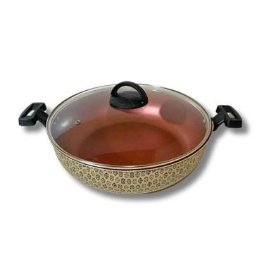 Imagem de Panela, Paellera, Frigideira Paella Wok 30 cm Antiaderente Preta + Esp