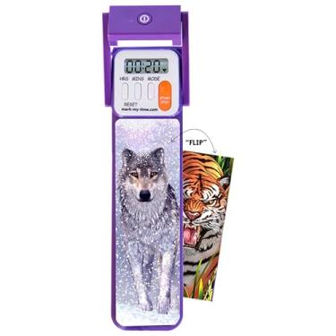 Imagem de Mark-My-Time – Luz de LED 3D com marcador de livro digital e temporizador de leitura, Snow Wolf/Tiger