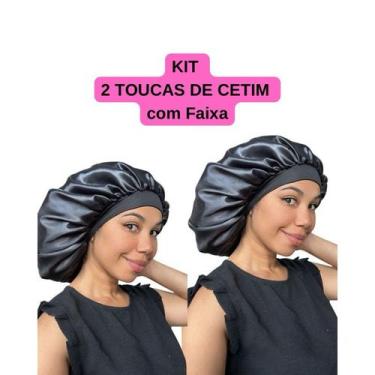 Imagem de Anny Beleza - Kit 2 Un Touca de Cetim Toca de Cetim Seda com Faixa Toc
