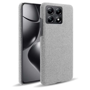 Imagem de Capa para Xiaomi 14T Pro,Capa desenhada em lona,Case Protetora Ultrafina com Empunhadura Macia,Design em Tecido Antichoque e Antiarranhões-Light gray