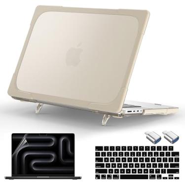 Imagem de Teryeefi [Durável] e [resistente] Capa dobrável com suporte para MacBook Pro de 14 polegadas M4 M3 M2 M1 Pro Max Chip 2025 2024 2023 2021, capa rígida à prova de choque, antiarranhões e impressões