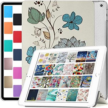 Imagem de DuraSafe Cases Capa para iPad 10ª geração 2022 de 10,9 polegadas 10,9 polegadas [iPad 10] Capa impressa à prova de choque étui com capa traseira transparente transparente - Flores em aquarela