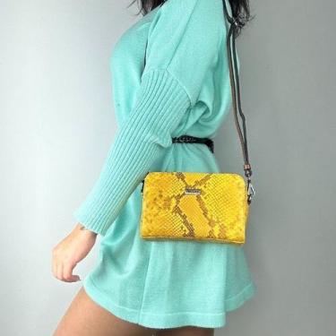 Imagem de Bolsa recuo em couro legítimo b.1064, Cobra amarelo