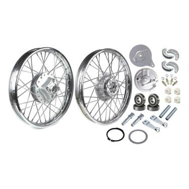 Imagem de Par Aro Roda Raio 4mm Cg Até 99 + Rolamento/Espaçador/Lona/Prisioneiro/Bucha/Espaçador/Eixo/Braço/Retentor