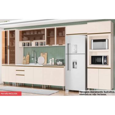Imagem de Cozinha Modulada Henn Connect 8 Peças (3Aéreos + 2Balcões + 2Paneleiros + 1Complemento) C5P75 Off White-Henn