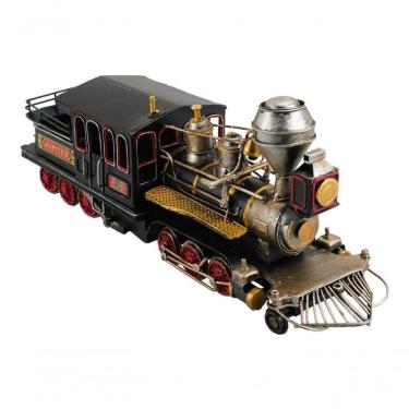 Imagem de Locomotiva Preta Trem Maria Fumaça 15x38x10cm Estilo Retrô - Vintage