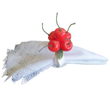 Imagem de Jogo Com 6 Porta Guardanapos Base Porcelana e Aplicação de Cerejas saldão.