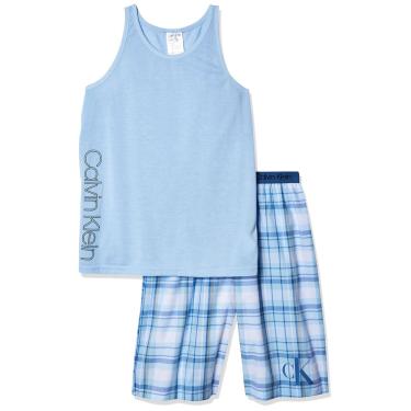 Imagem de Conjunto de pijamas Calvin Klein Boys Blue Bell ck River Plaid 7-8 anos