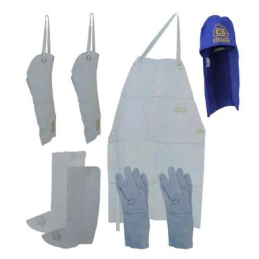 Imagem de KIT EPI para Solda Avental+Luvas +Mangote+Perneira+Touca - Raspa