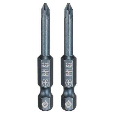 Imagem de HARFINGTON 2 peças de chave de fenda Phillips número 1 PH1 haste sextavada de 1/10.2 cm (50 mm) de comprimento 0.4 cm Brocas magnéticas de cabeça cruzada S2 de aço para ferramentas elétricas, azul