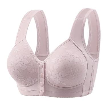Imagem de Dotmalls Bras for Older Women, Lightweight, Breathable and Gathered Front Closed Push-Ups for Women, Wireless Comfortable Sleep Bra for Elderly Women(Purple,L)
