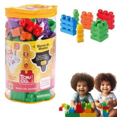 Imagem de Blocos Montar Grande Bebe Colorido Seguro Formas C/ Bolsa - Samba Toys