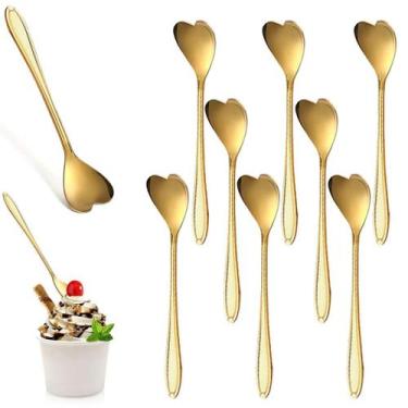Imagem de Kit Colheres coração para chá/café  dourada 5PCS - 5UNID COLHERES