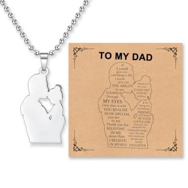 Imagem de YOTHIWAD Colar To My Mother/Father Presente de Dia dos Pais do Filho Filha Colar com Pingente de Aço Inoxidável Presente de Aniversário de Natal para Mãe/Pai, Aço inoxidável, Sem Pedra Preciosa