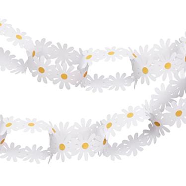 Imagem de Meri Corrente De Papel Com Margaridas, Guirlanda Margaridas 14 Pés 48 Correntes Para Conectar, Flores Primavera Reutilizável, Ótima Decoração Ou Como Festa