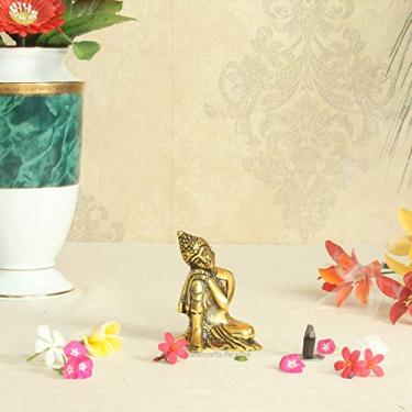 Imagem de Handicrafts Paradise Buda sentado descanso rosto no joelho em metal