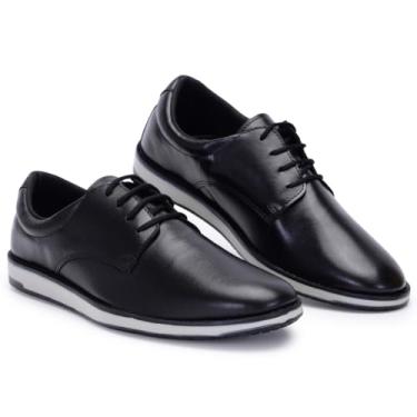 Imagem de Sapato Social Masculino Derby Cap Toe Sofisticado Confortável Elegante Dia a Dia (Preto, BR, Adulto, Numérico, 41)