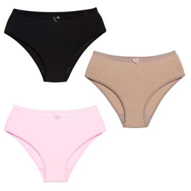 Imagem de 3 Calcinhas Luminate 22151 Cotton Preto Rosa Chocolate, GG