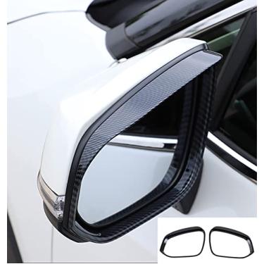 Imagem de KEAIMEI Acessórios de carro aptos para Toyota RAV4 (XA50) 2019-2022, Highlander (XU70) 2020-2022 espelho retrovisor de porta lateral protetor de chuva guarnições de moldura (estilo fibra de carbono) ABS 2 peças