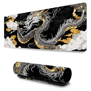 Imagem de Mouse Pad Gamer Profissional Confortavél Anti Derrapante Games e Escritório (80x40cm) Dragão Dourado