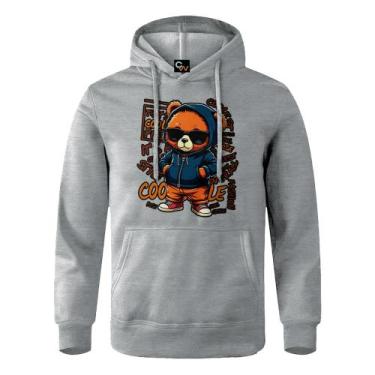 Imagem de Moletom Canguru Blusa De Frio Estampada Urso Fashion Cool Casaco Mascu