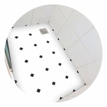 Imagem de Piso vinil antiderrapante para box Ladrilho Hidráulico Preto e branco 