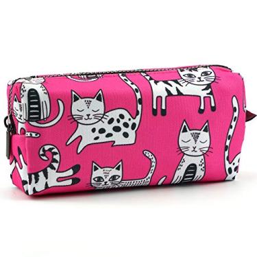 Imagem de Pink Cat Pencil Case Makeup Bag Cat Lover Gift Crazy Cat Lady Toiletry Case Pouch Gifts for Teens Cosmetic Bag Kawaii Box Stationary Gadget Bag