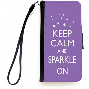 Imagem de Rikki Knight Capa carteira flip Keep Calm and Sparkle On violeta com aba magnética para Apple iPhone 5c