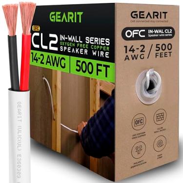 Imagem de Cabo de alto-falante OFC sem oxigênio com classificação UL CL2 na parede para home theater e áudio de carro, 14 AWG, 500 Feet