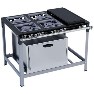 Imagem de Fogão Industrial Stori Premium 4 Bocas 30x30 Forno Com Chapa M22 Metalmaq Fogão Baixa Pressão Pintado