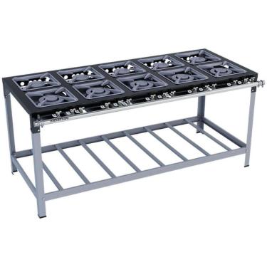 Imagem de Fogão Industrial Stori Premium 10 Bocas 30x30 M17 Metalmaq Fogão Baixa Pressão Pintado